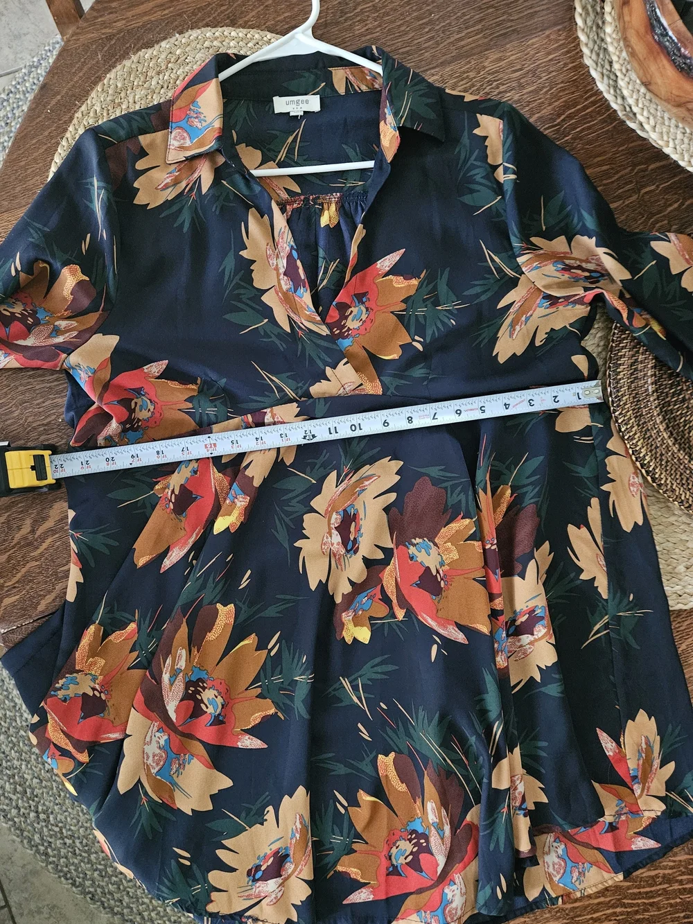 Umgee Navy Floral High-Low Dress with Orange and Red Accents - Picture 5 of 10